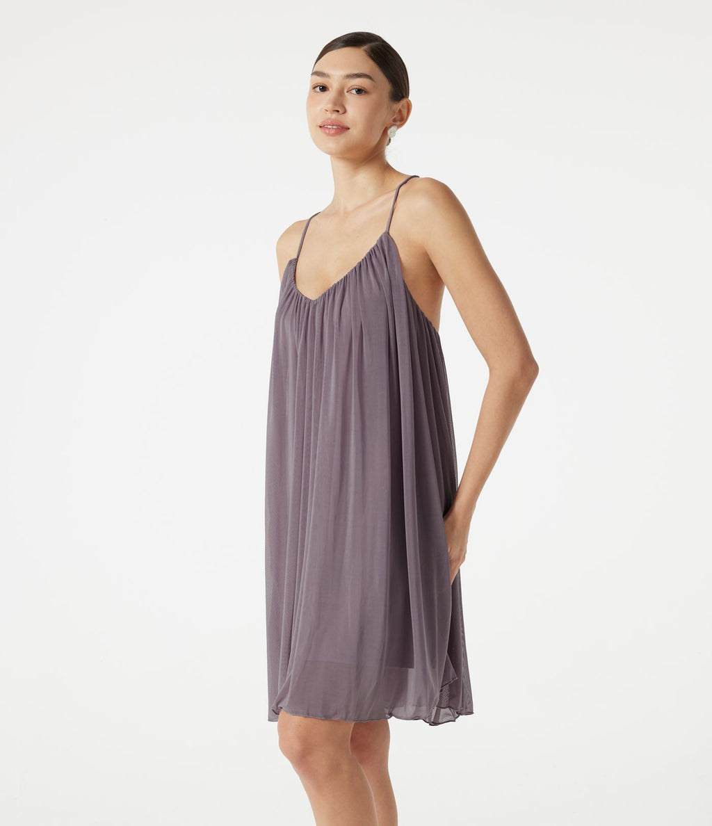 Robe nuisette mini de plage en mesh avec col V et dos noué