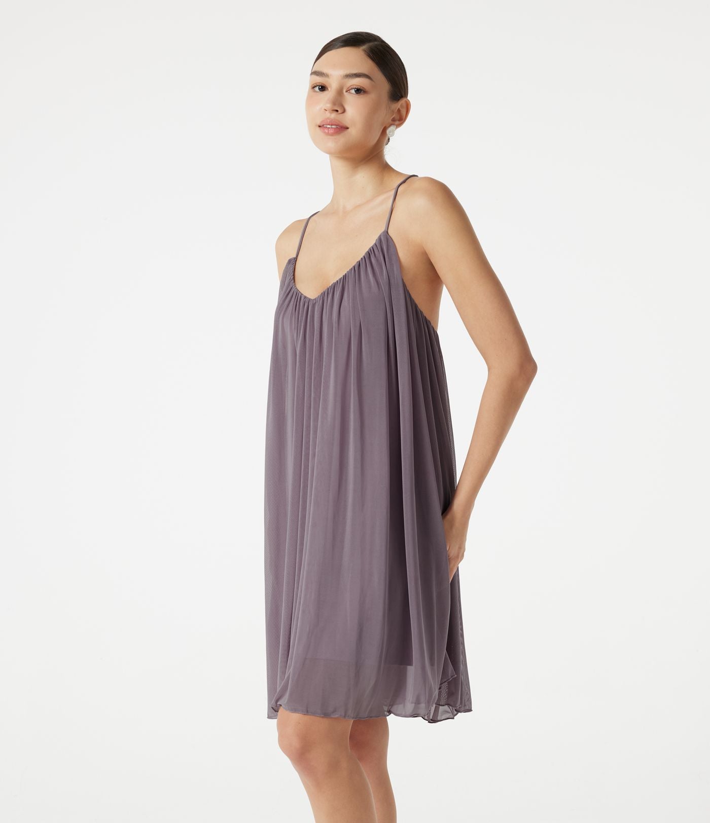 Robe nuisette mini de plage en mesh avec col V et dos noué