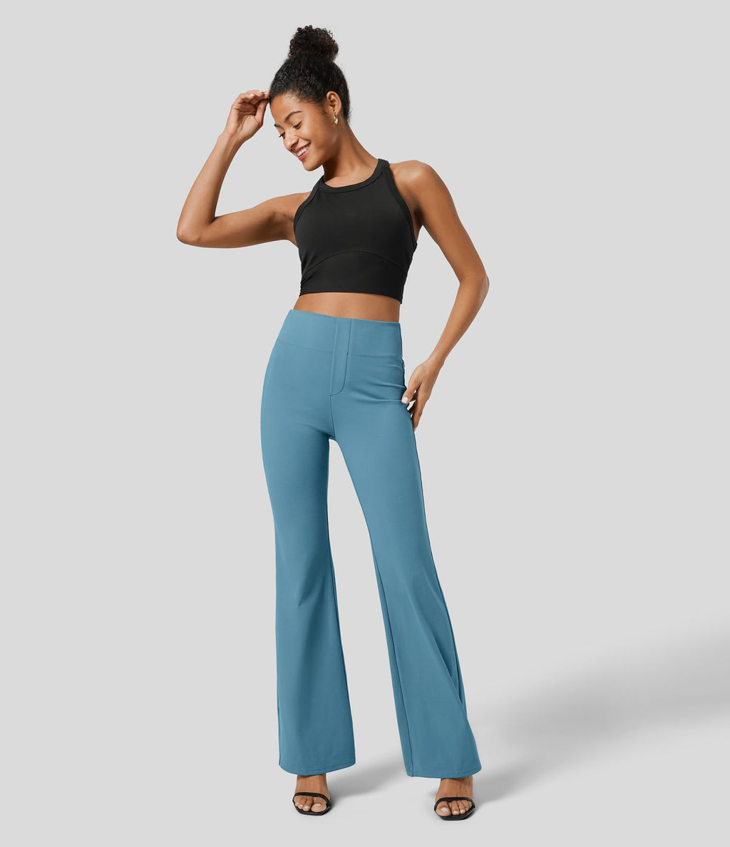 Pantalon tailleur légèrement évasé taille haute avec poches arrière Halara Flex™