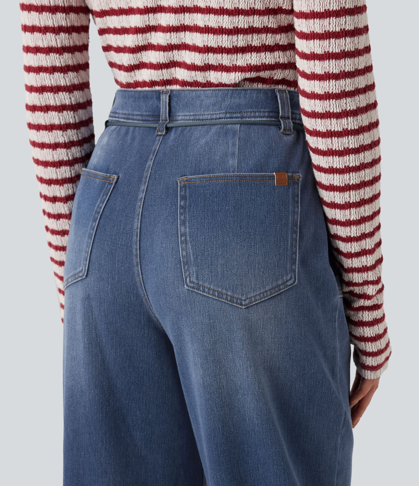 Jean droit baggy Halara Flex™ taille mi-haute avec cordon ajustable et poches