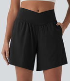 Short de yoga Breezeful™ 2-en-1 à séchage rapide taille haute croisée 17,5 cm avec poches