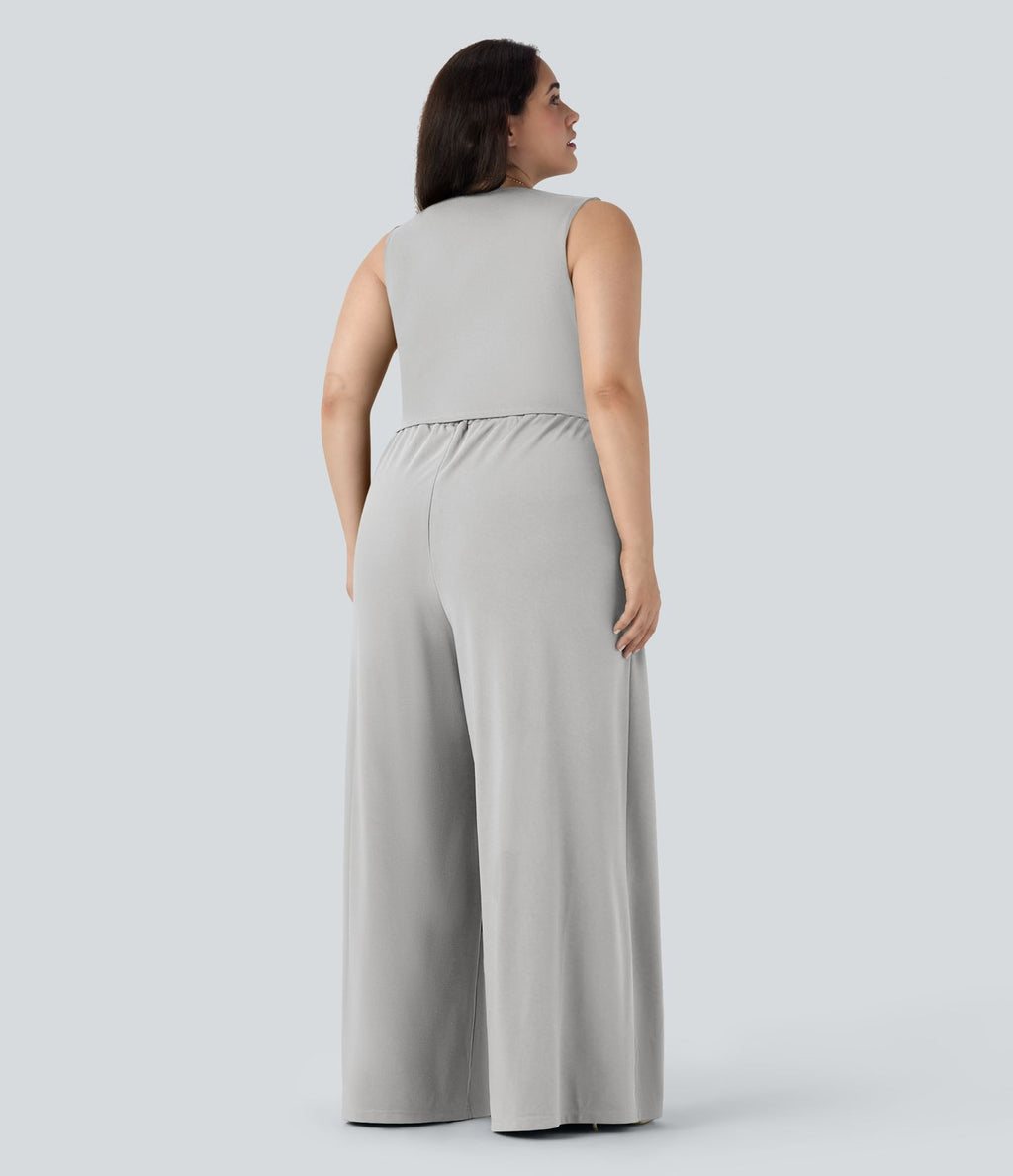 Combinaison grande taille col V sans manches avec poches - Édition Easy Peasy