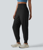 Pantalon de jogging 2 en 1 à taille haute, gainant et à séchage rapide, perforé, avec poches