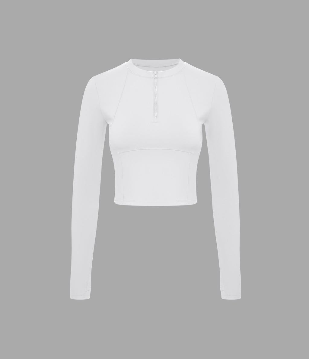 Softlyzero™ Plush Top Sport de Golf Court à Manches Longues avec Trou pour Pouce et Demi-Zip