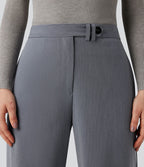 Pantalon tailleur rayé coupe droite taille haute avec poches