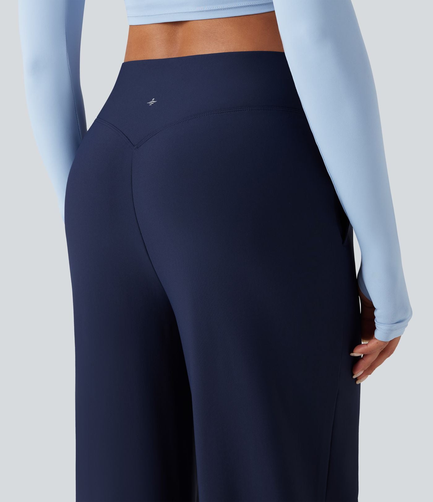 Pantalon de yoga ample thermique en polaire, dos en V, taille haute, avec poches