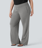 Pantalon tailleur évasé grande taille taille haute Halara Flex™ DayStretch avec poches zippées latérales