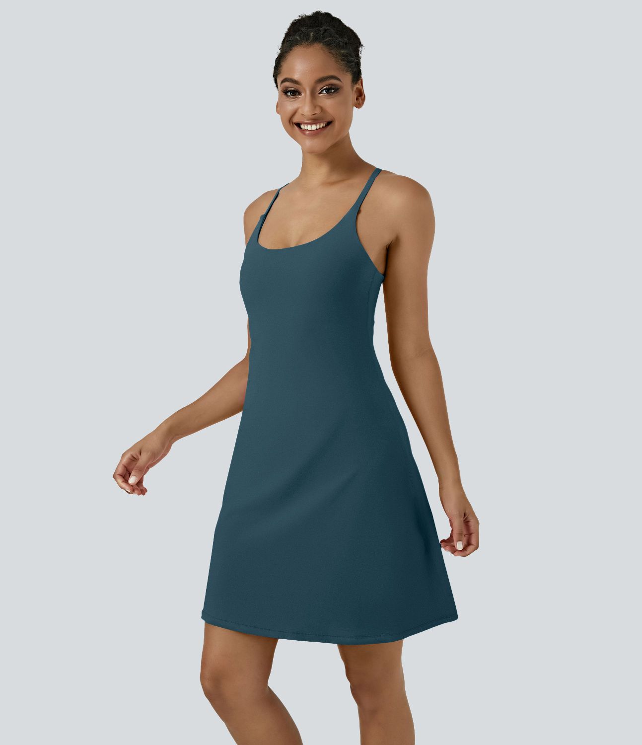 Softlyzero™ Airy Robe Sport de Yoga Plus Longue Dos Nu Découp Bretelles Réglables et Poches
