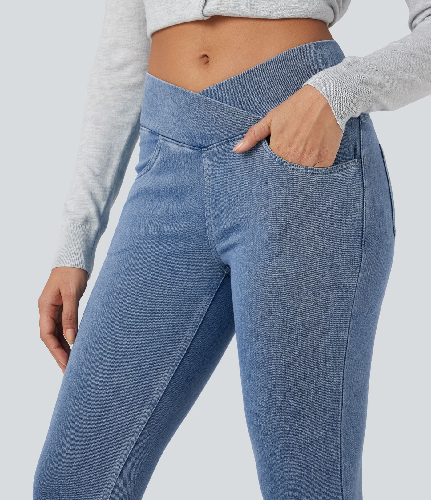 Halara Flex™ Jegging Travail Taille Haute Croisé Poches Multiples Tricot Extensible