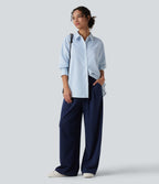 Chemise tailleur oversize manches longues à rayures
