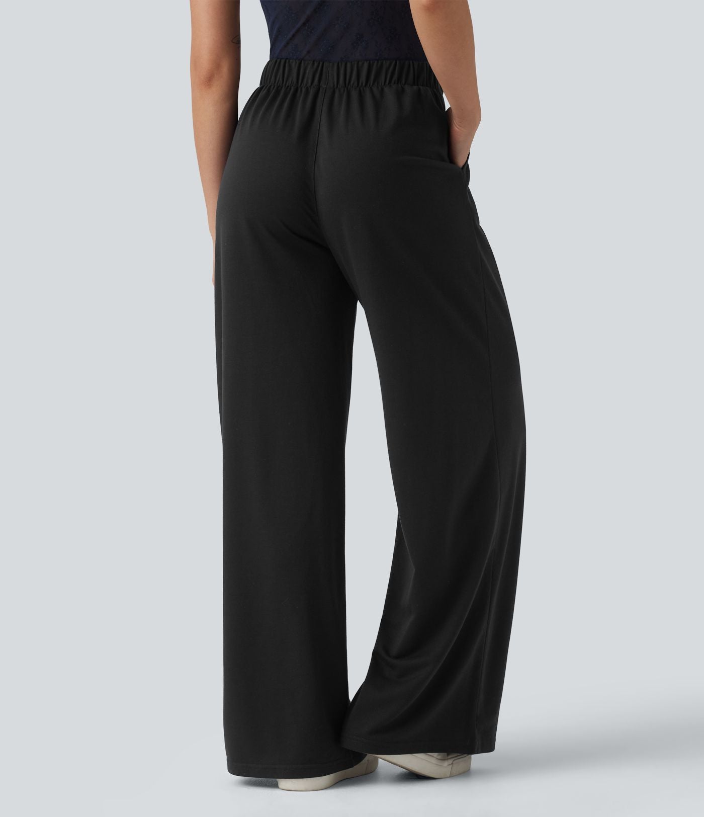 Jogging large décontracté taille mi-haute avec poches