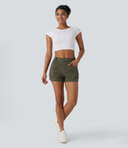 Short décontracté taille moyenne à ceinture ajustable et poches latérales