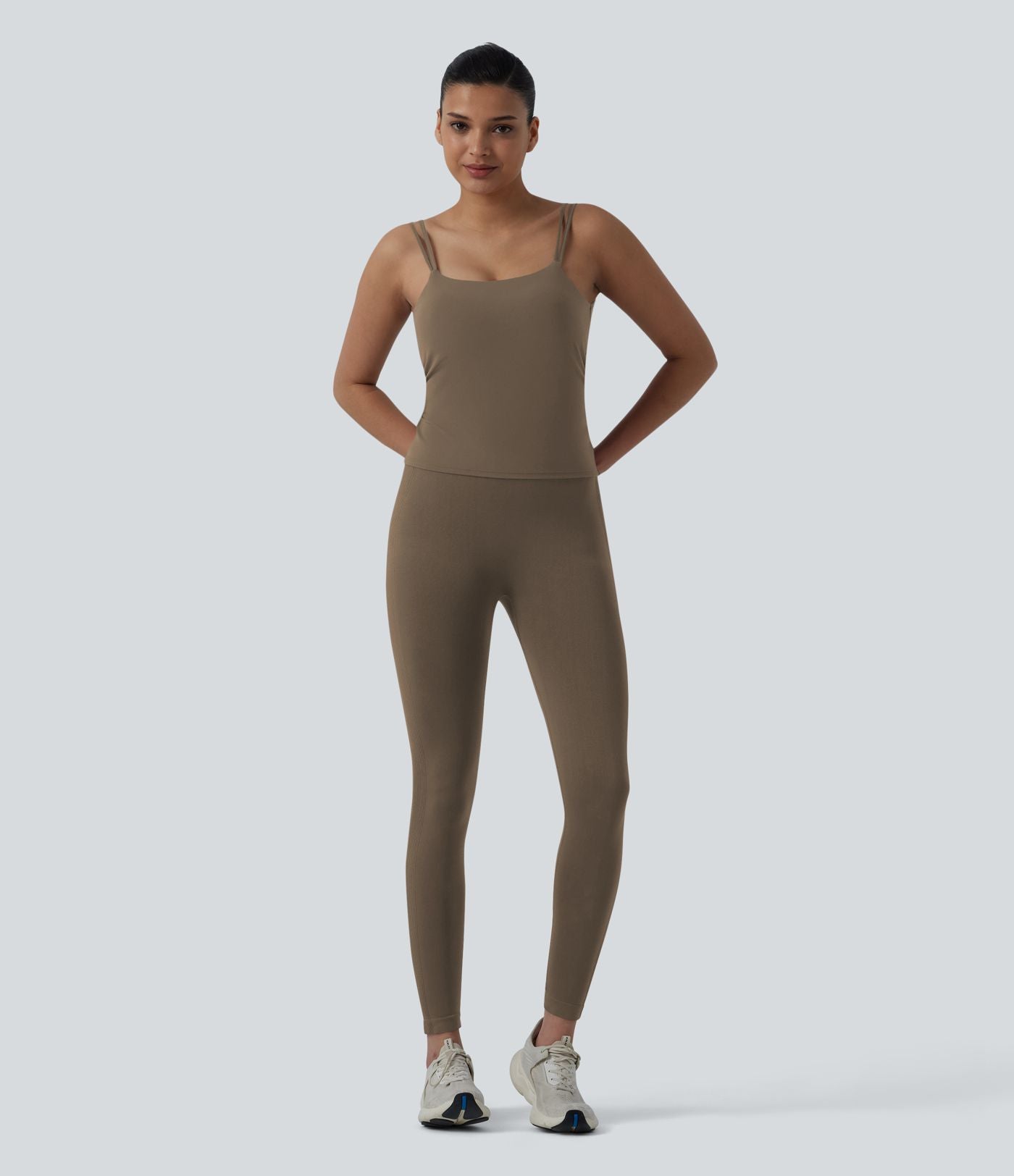 Débardeur court yoga dos nu torsadé doubles bretelles Halara UltraSculpt™ - Longueur allongée