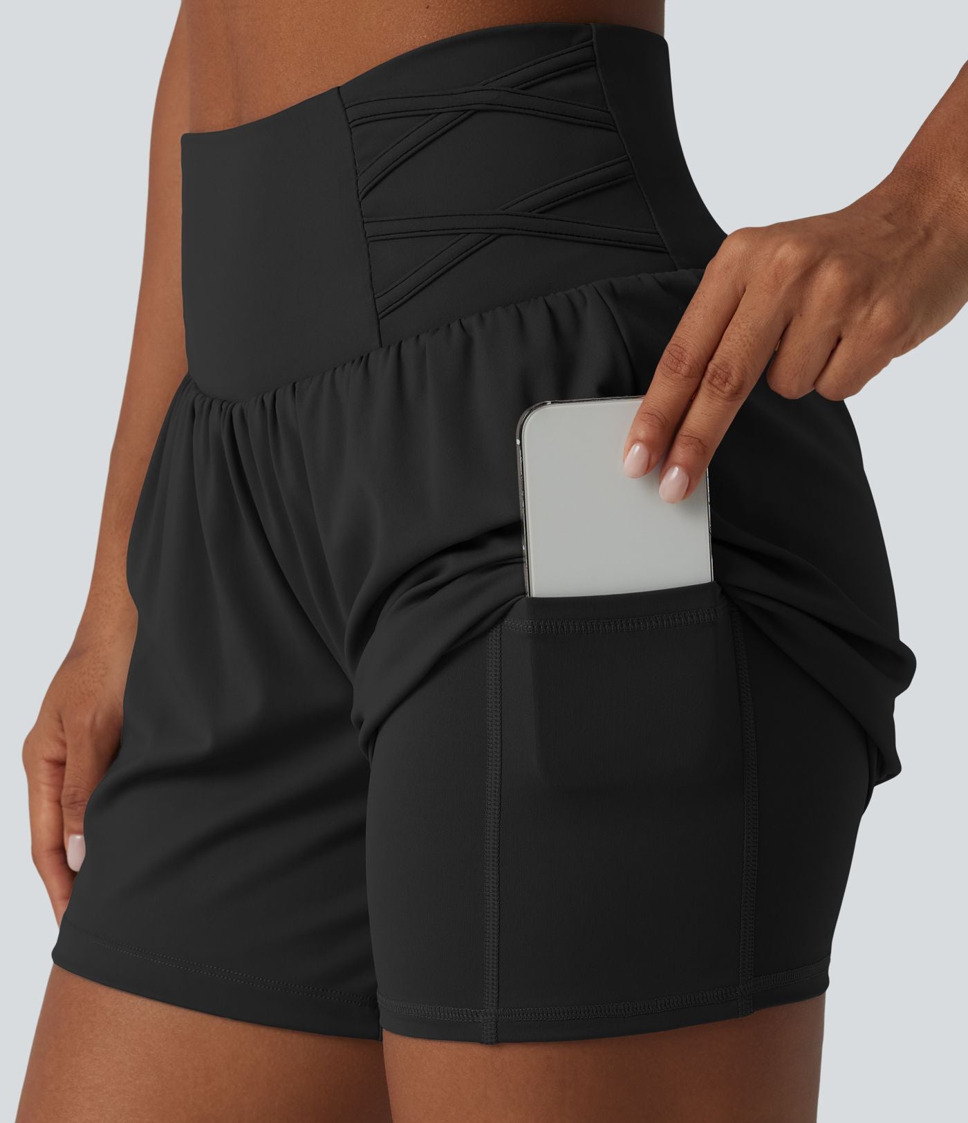 Short de yoga SoftlyZero™ Airy taille très haute 2-en-1 effet frais InstantCool 12,5 cm avec poches