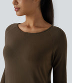 Robe décontractée thermique courte à manches raglan longues avec passe-pouces
