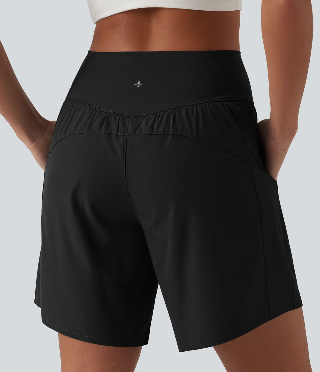 Short de yoga Breezeful™ 2-en-1 à séchage rapide taille haute croisée 17,5 cm avec poches