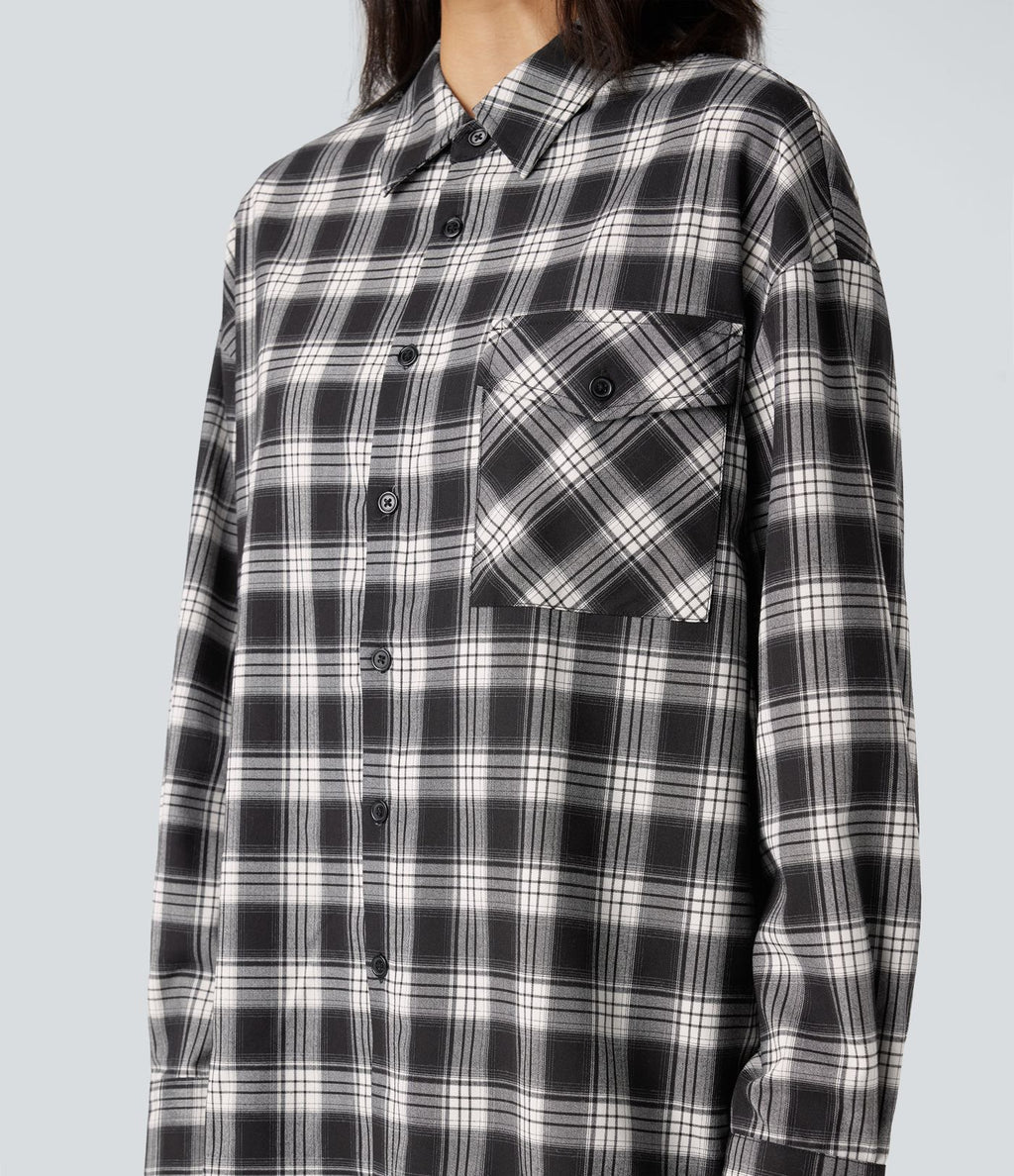 Chemise à carreaux coupe décontractée avec poche