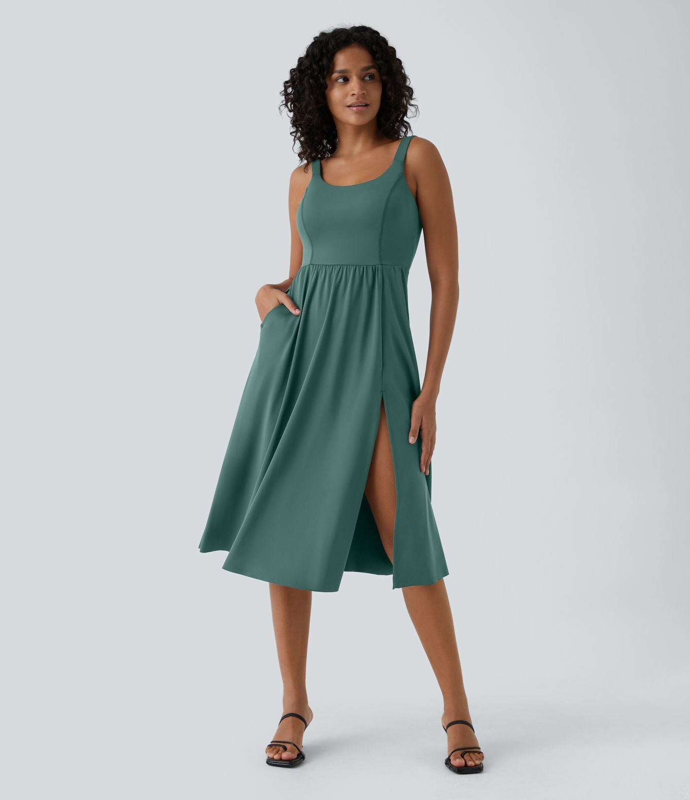 Robe décontractée mi-longue rembourrée A-D