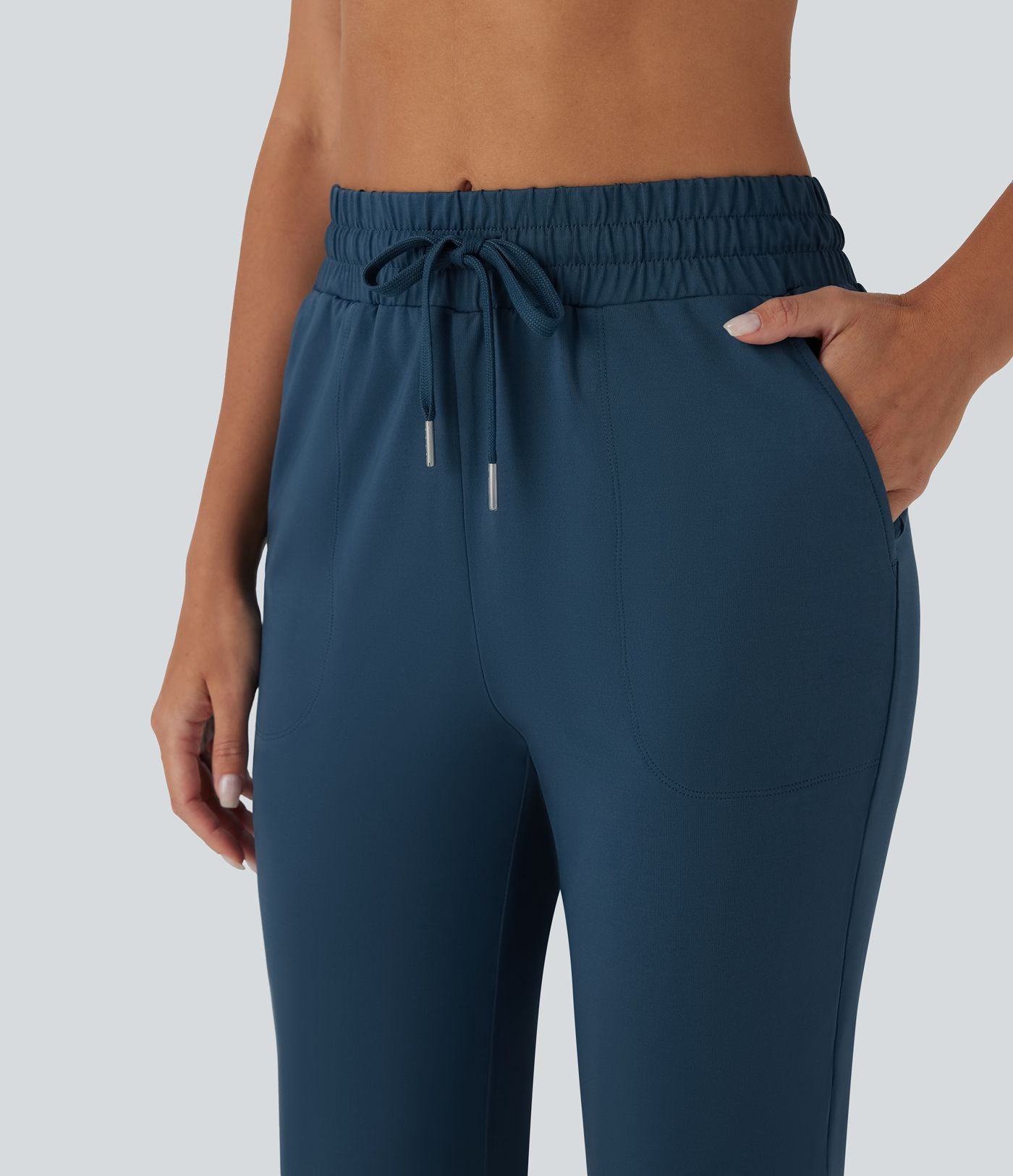 Pantalon corsaire jogging de danse taille haute à cordon avec poches latérales