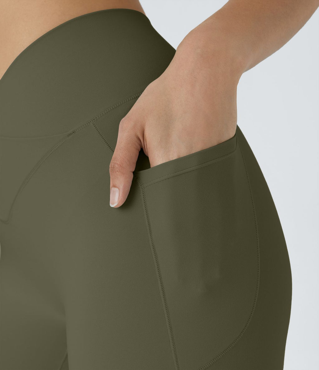 Softlyzero™ Short 17,5cm Yoga Taille Haute Crossover avec Poches Latérales