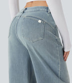Jean large délavé Halara Flex™ taille mi-haute avec poches