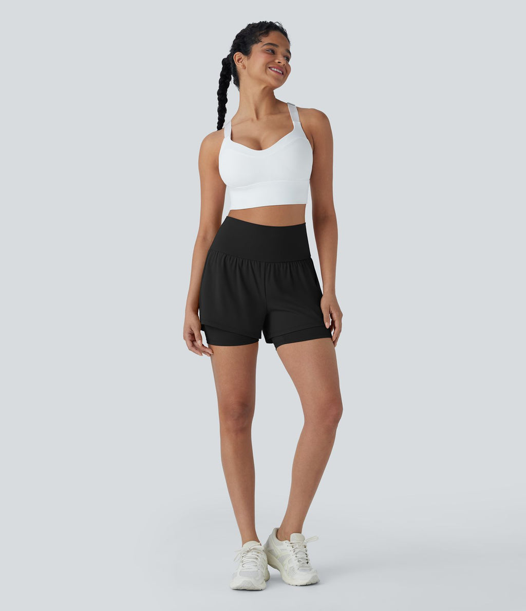 Short de yoga 2-en-1 SoftlyZero™ Airy taille très haute effet frais InstantCool 12,5 cm avec poches