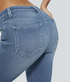Jean skinny 7/8 décontracté taille basse Halara Flex™ avec poches zippées
