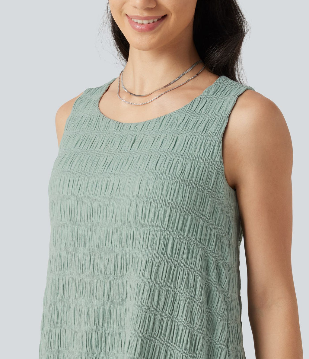 Robe mini sans manches à encolure arrondie avec ourlet à volants, coussinets amovibles et bonnets E à G