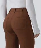 Pantalon tailleur évasé taille haute avec poches
