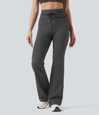 Pantalon de yoga évasé à rayures, taille haute, cordon et poches
