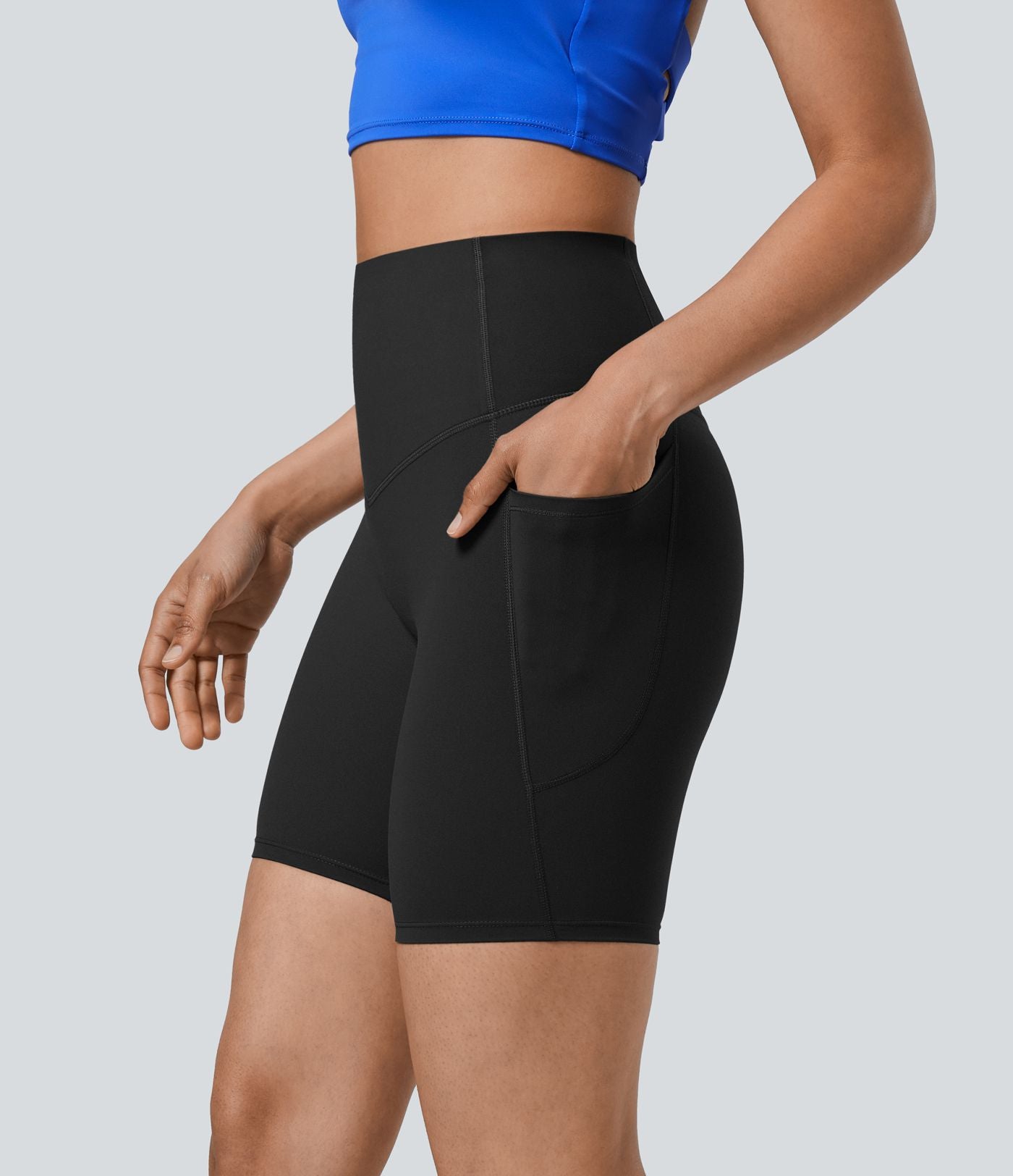 Short cycliste 17,5 cm d'entraînement gainant taille haute avec poches Halara UltraSculpt™