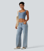 Débardeur crop-top à encolure diamant avec base croisée et coussinets amovibles