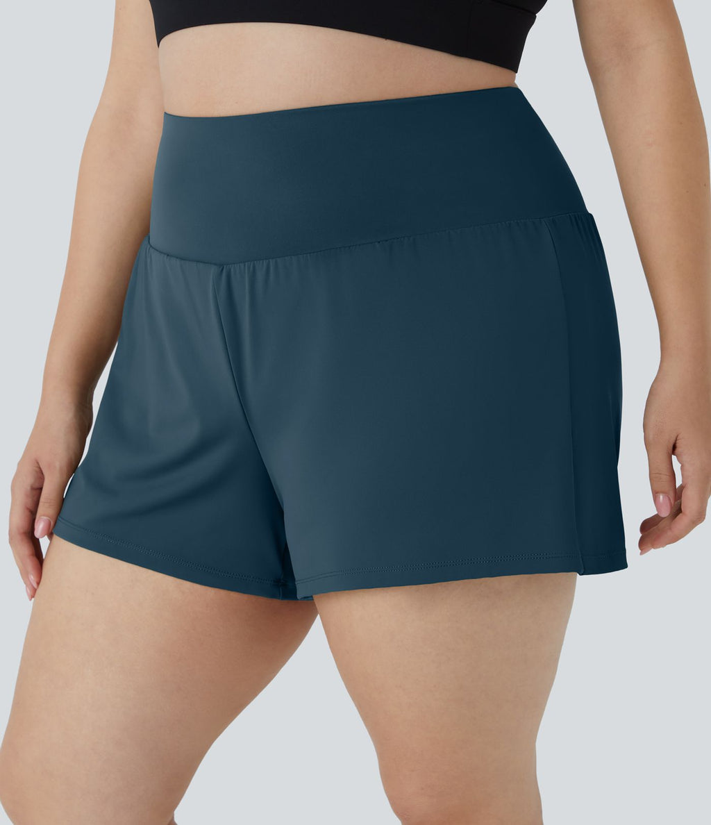 Short 8,8cm Sport Grande Taille 2 en 1 avec Poches Arrière et Poches Latérales Cachées