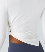 Haut de sport yoga asymétrique séchage rapide manches longues avec trous pouces