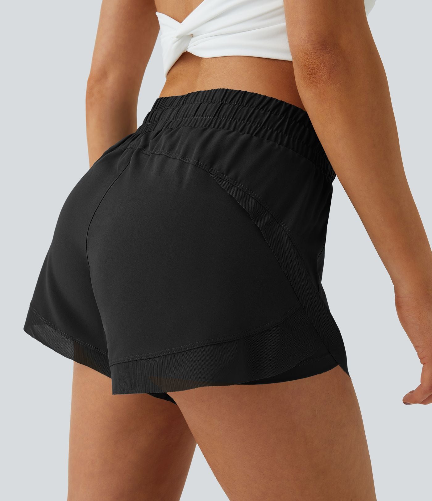 Shorts Running 7,5cm 2 en1 Taille Mi-Haute Cordon de Serrage Empiècement Mesh Contrastant