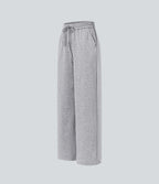Pantalon large décontracté taille haute avec cordon de serrage et poches latérales