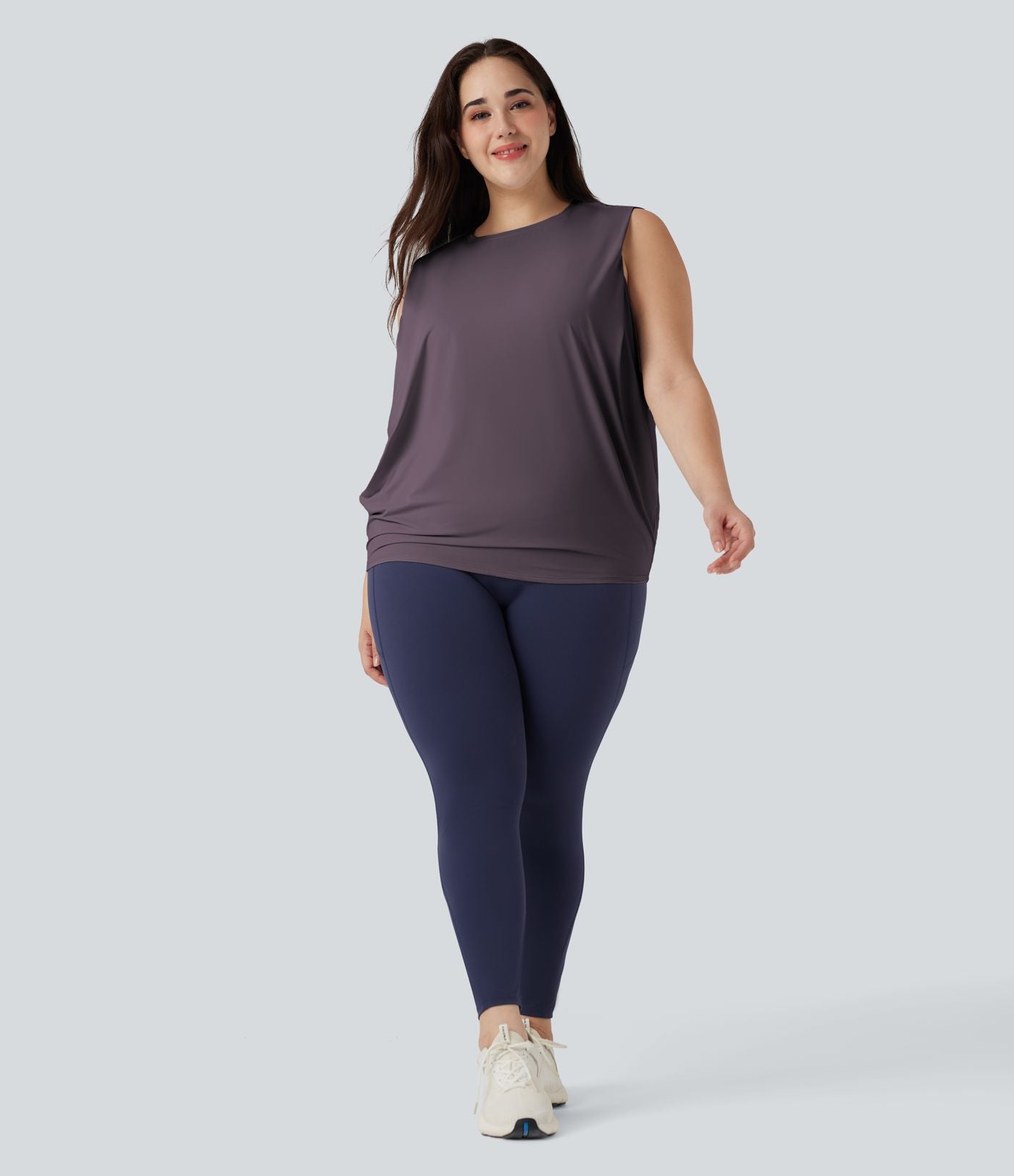 Débardeur yoga grande taille col rond Cool Touch - UPF50+