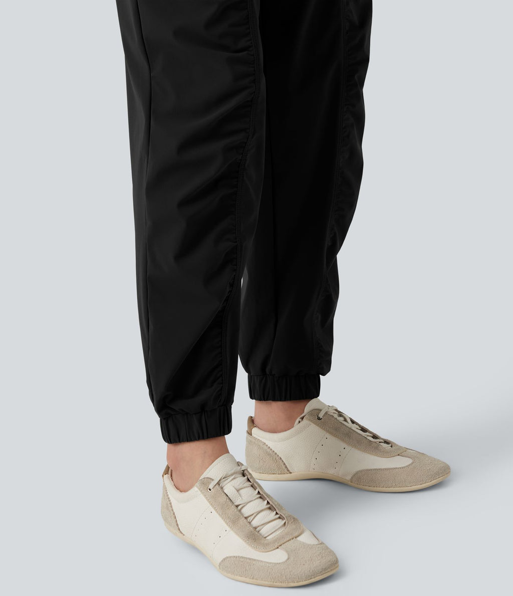Jogging de course fuselé froncé taille mi-haute à cordon de serrage, séchage rapide, à effet frais InstantCool, avec poches, protection solaire UPF40+