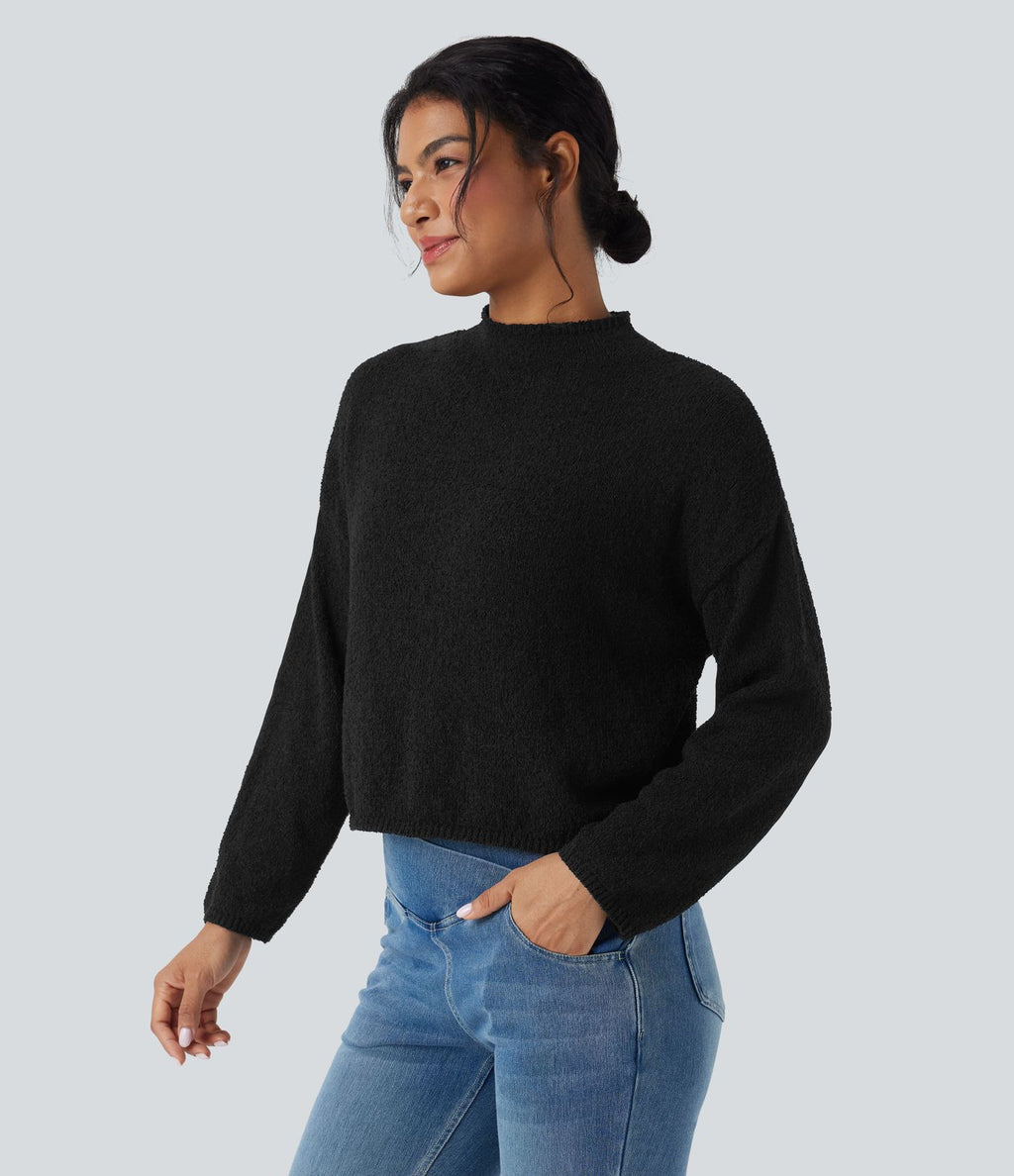 Pull décontracté col montant manches longues