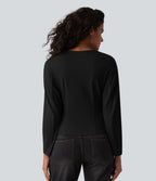 Haut casual col V manches longues avec boutons