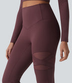 Legging évasé casual en maille respirante ventre plat taille haute avec poche