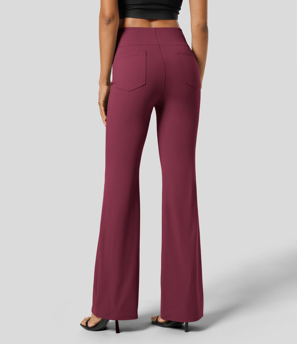 Pantalon tailleur légèrement évasé taille haute avec poches arrière Halara Flex™
