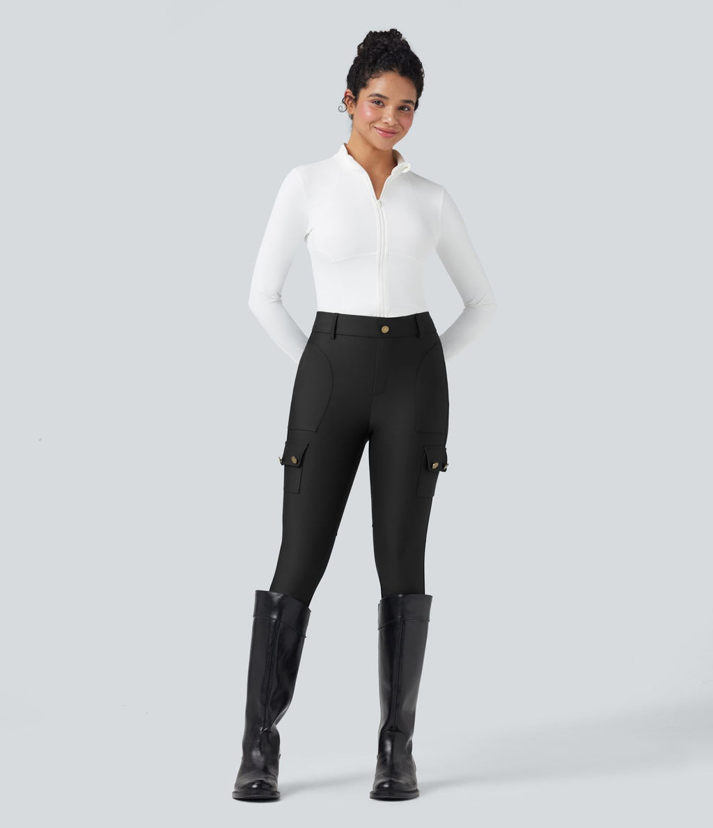 Legging 7/8 brillant taille haute avec poches