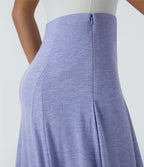 Jupe Évasée Casual Longue Fermeture Éclair Latérale Taille Haute