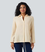 Chemise tailleur portefeuille manches longues avec lien dos