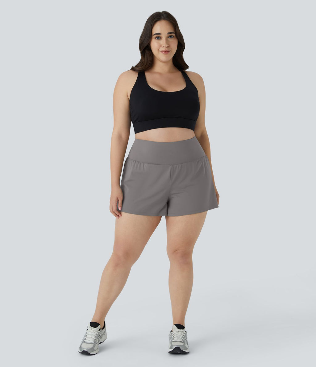Short 8,8cm Sport Grande Taille 2 en 1 avec Poches Arrière et Poches Latérales Cachées