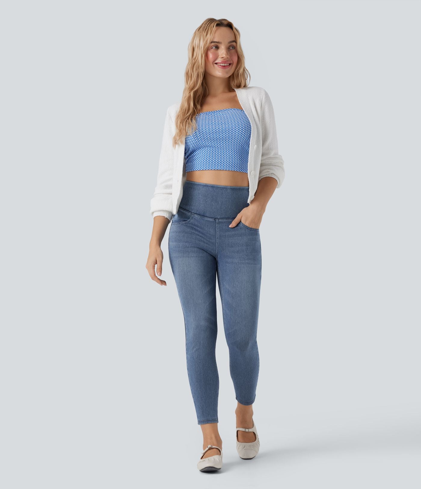 Jean skinny 7/8 Halara Flex™ taille haute dos croisé avec poches