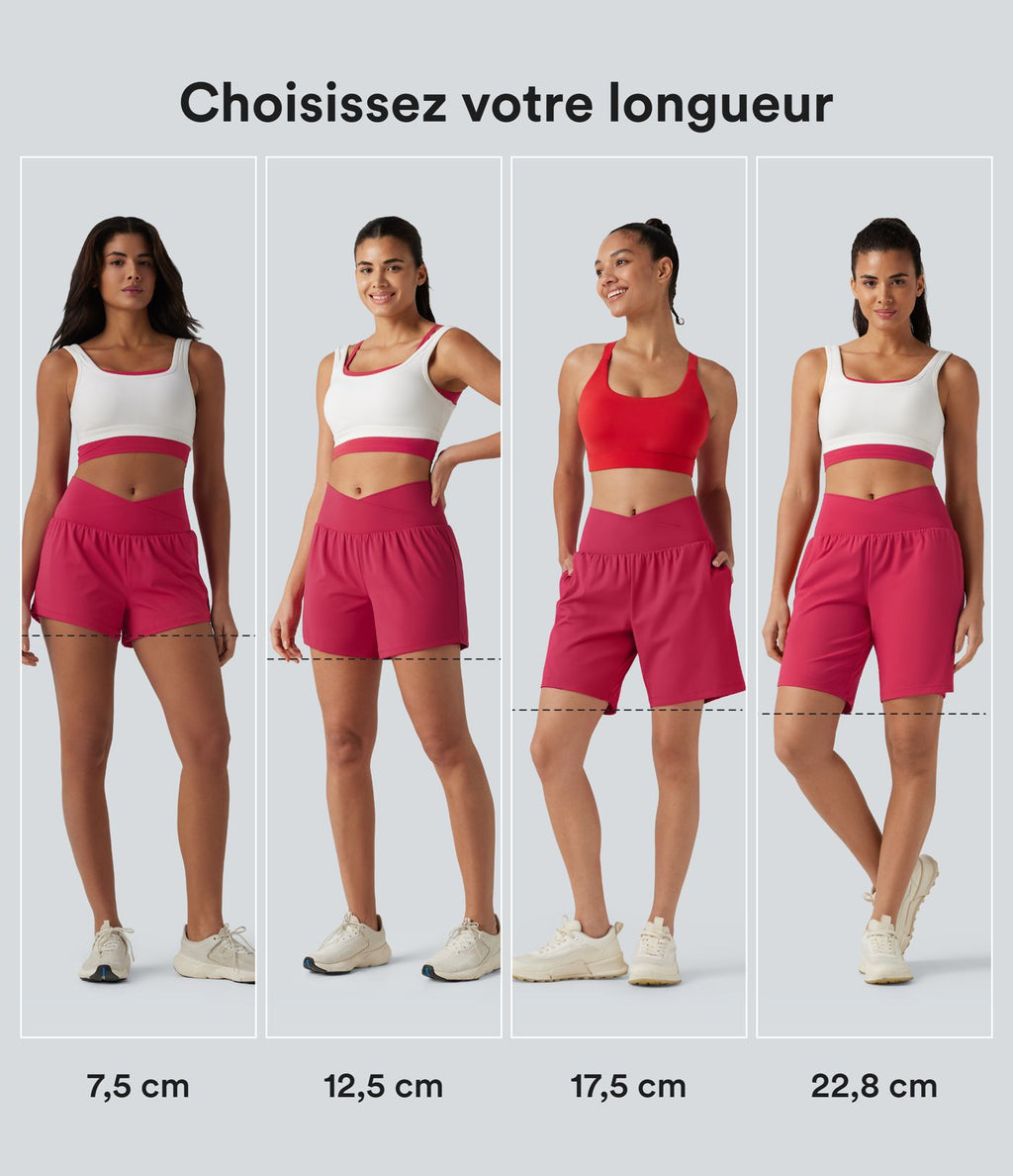 Short de yoga 2-en-1 SoftlyZero™ Airy croisé taille haute 7,5 cm effet frais InstantCool avec poches