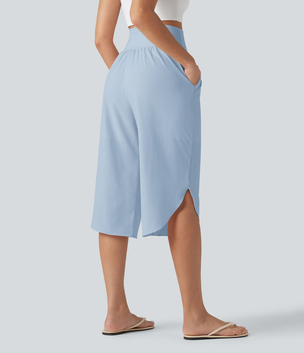 Breezeful™ Pantacourt taille haute ventre plat, ourlet arrondi, séchage rapide et poches