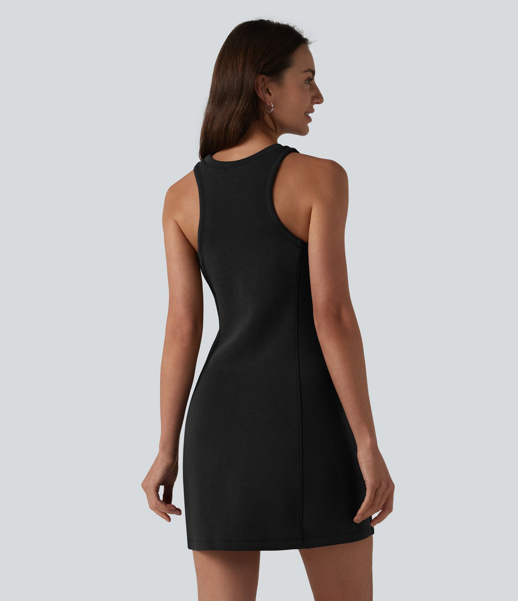 Robe courte décontractée sans manches à col rond SpacerTek™ avec poches
